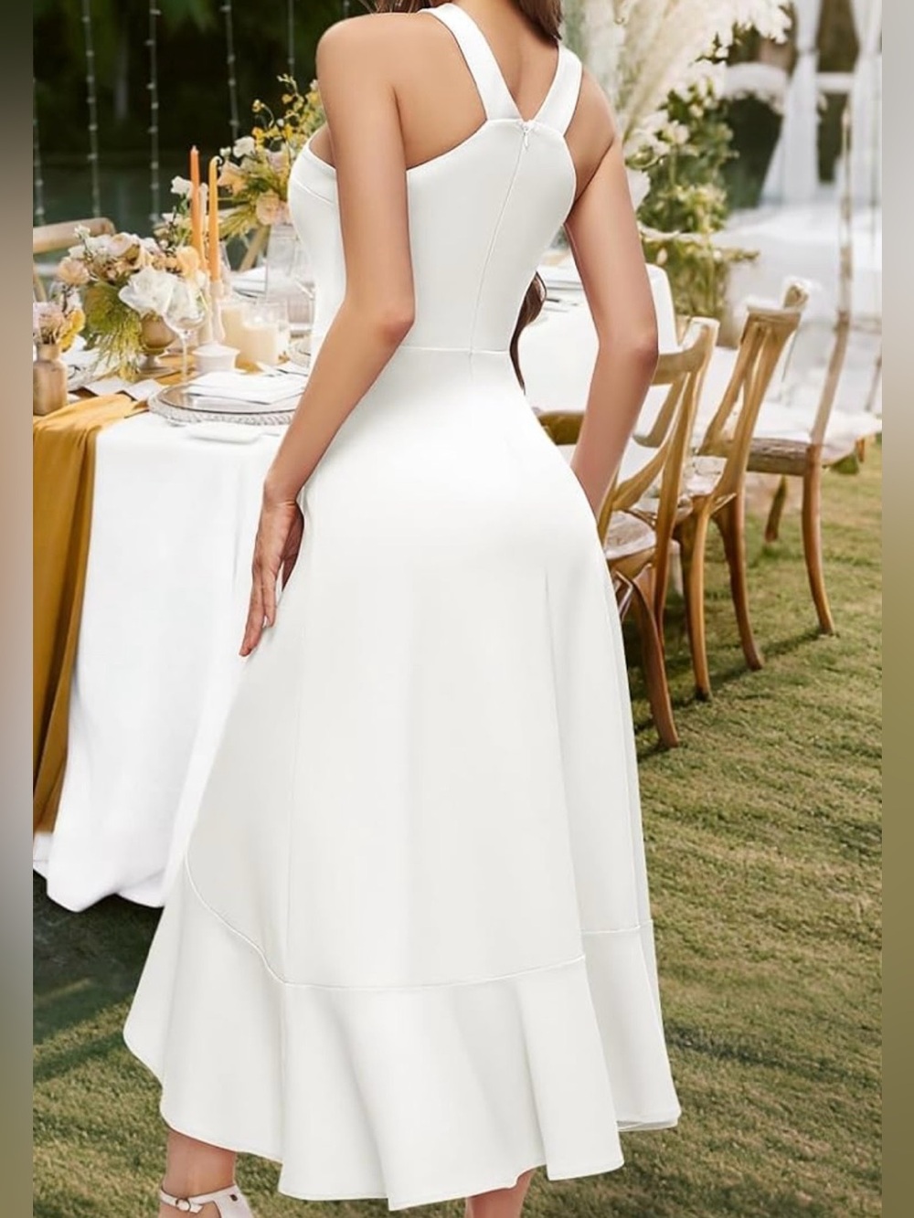 White One-Shoulder Ruffle High-Low Dress - Picture 3 of 3